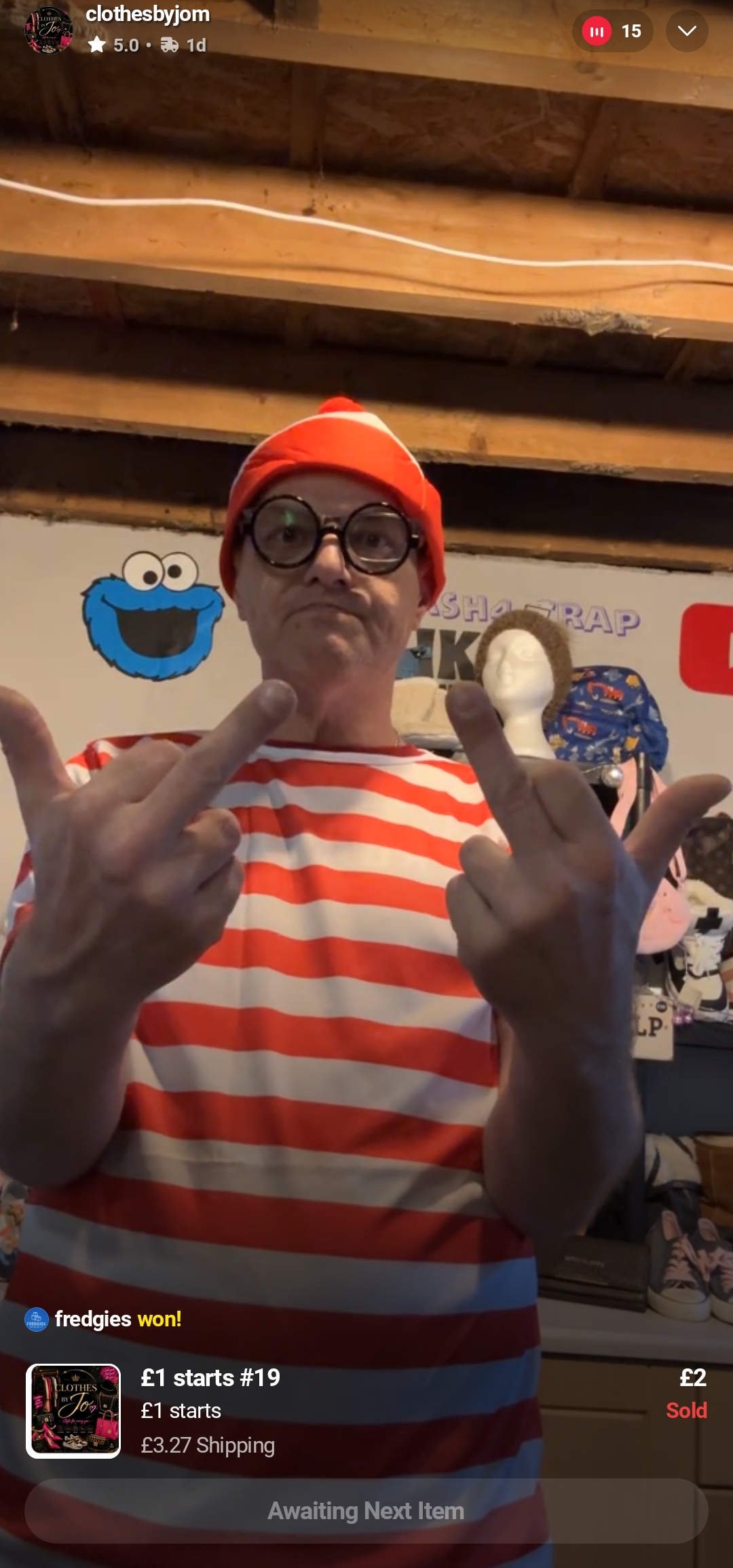 Darren dressed as Where's Wally in the Cookie crew studio
